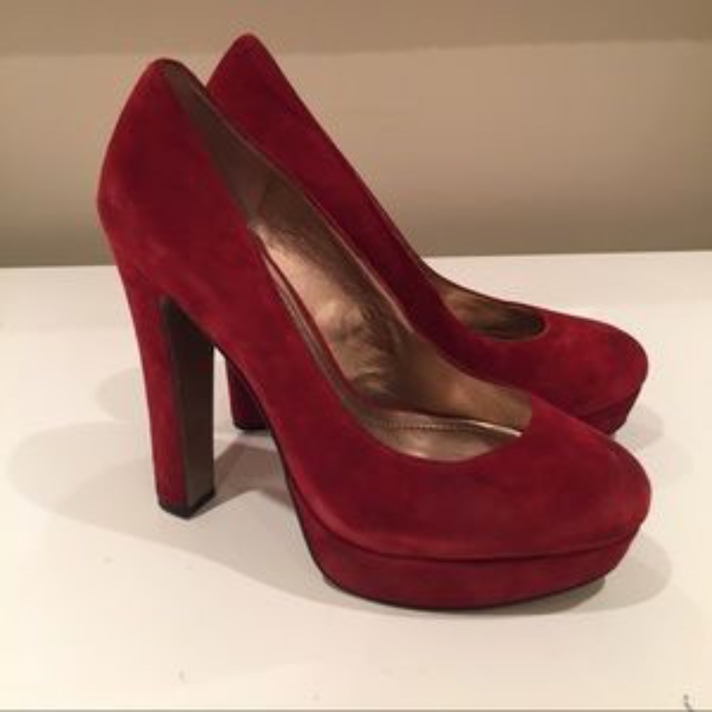 Red suede heels